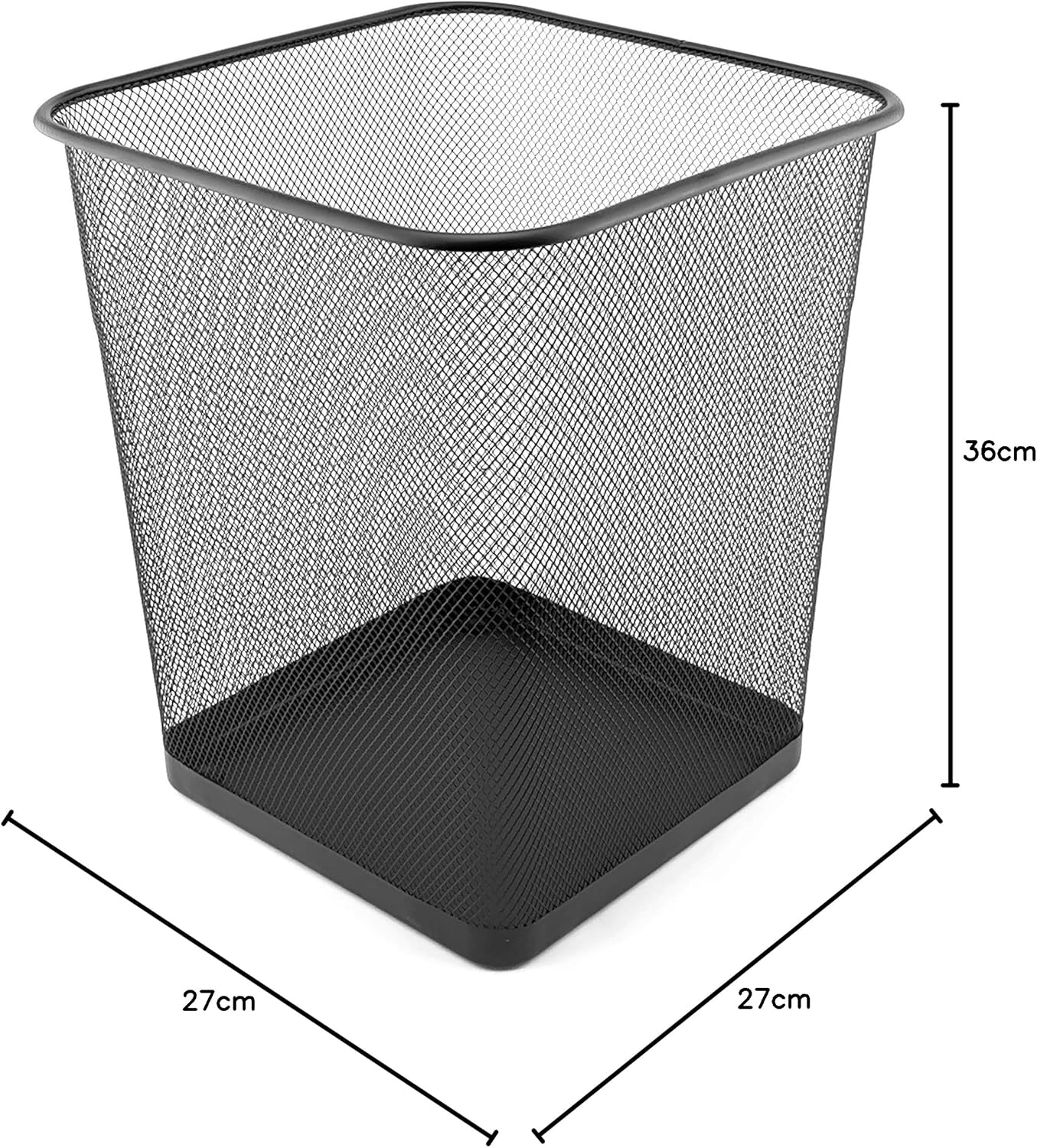 D.RECT - Poubelle bureau treillis métal 18L - noire, résistante