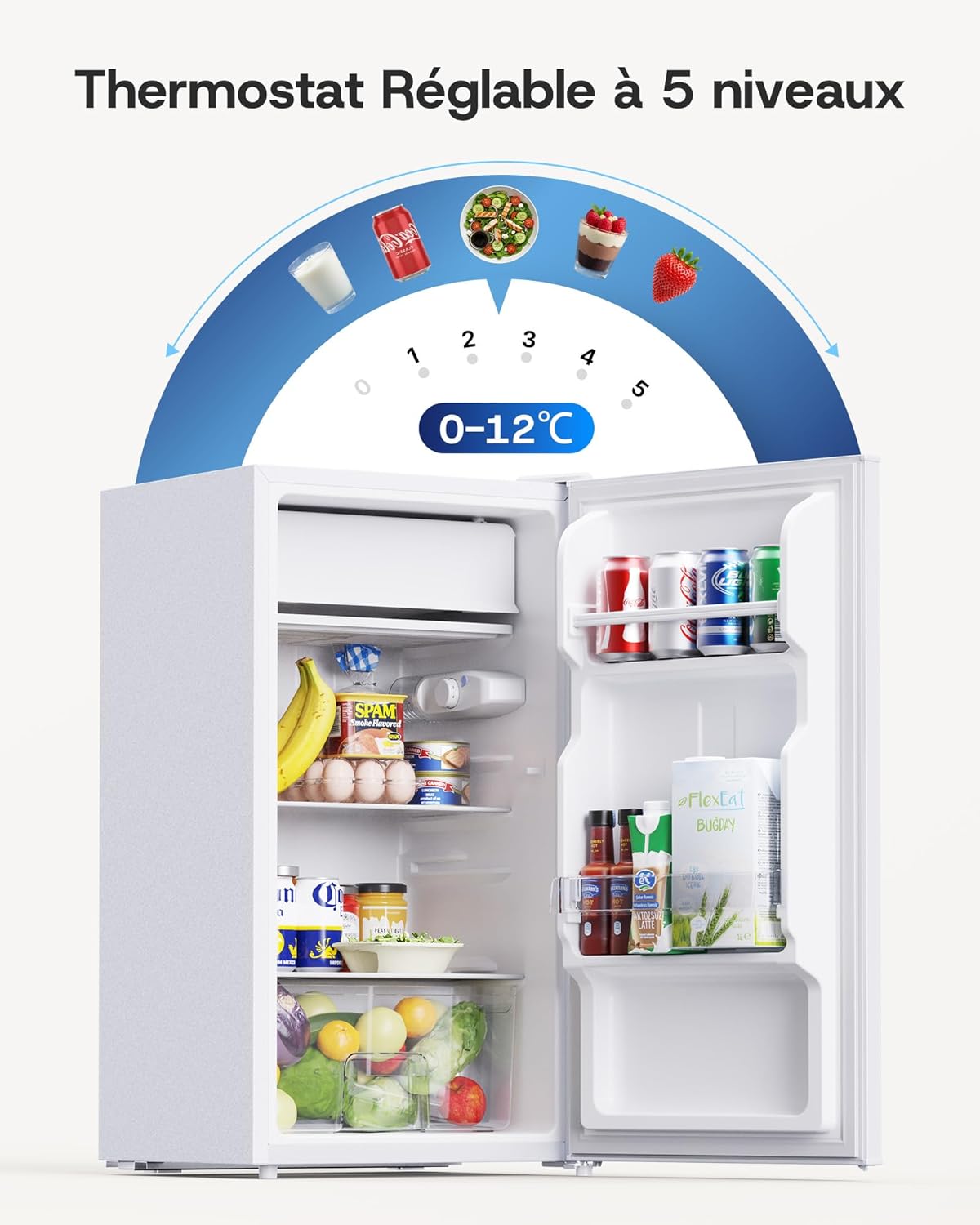 Upstreman - petit frigo 85L - éclairage, thermostat, porte réversible - CR85