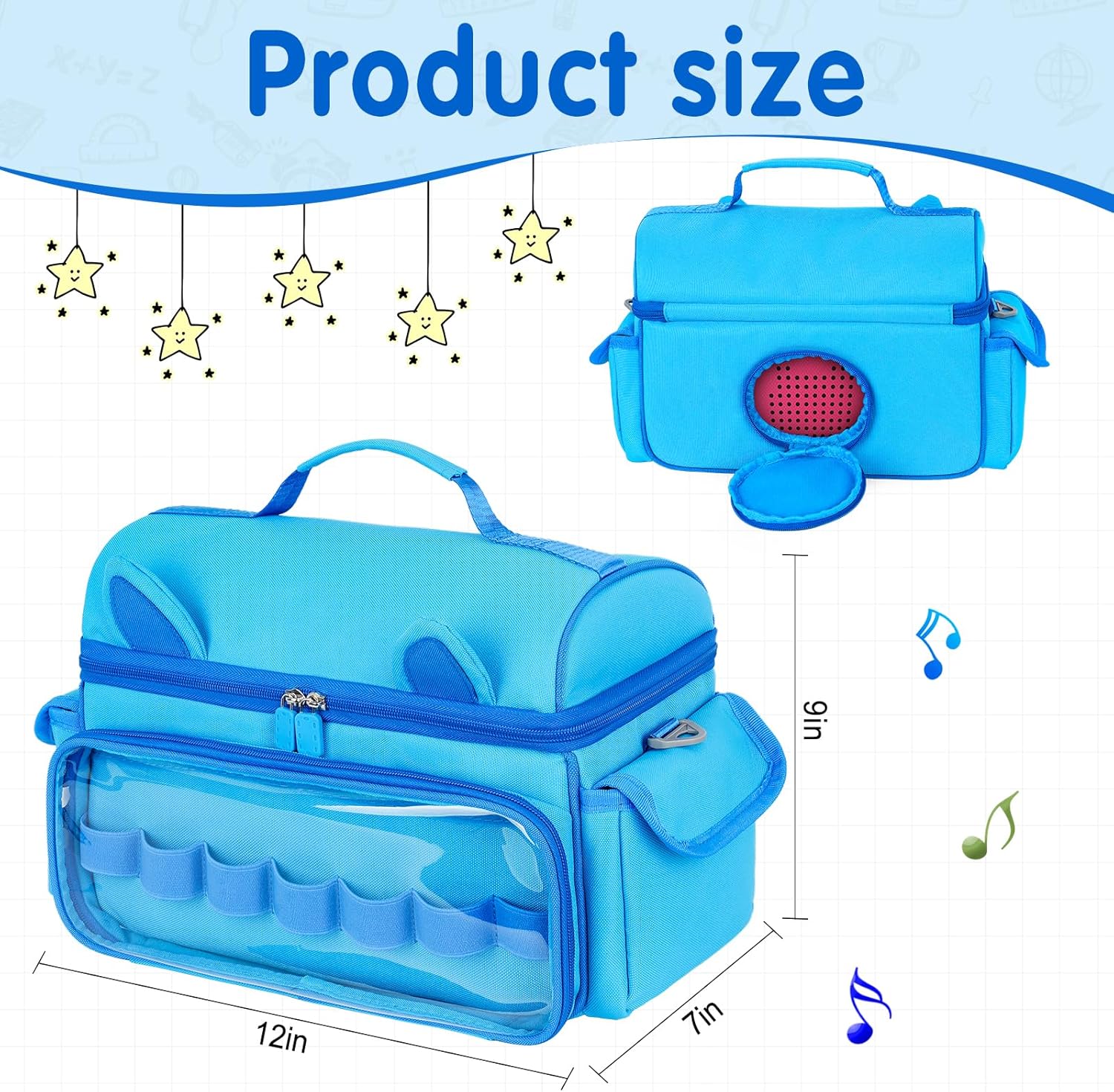 Étui de transport - compatible Toniebox 2/1 - joli sac rangement - pour figurines, écouteurs et accessoires