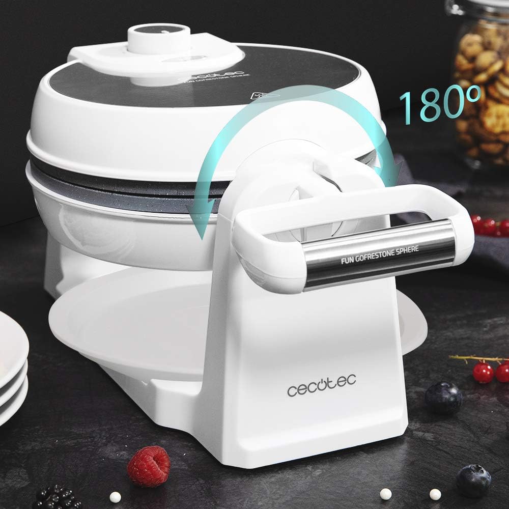 Cecotec - Gaufrier Fun Gofrestone - design circulaire, rotation 180°, 1000W