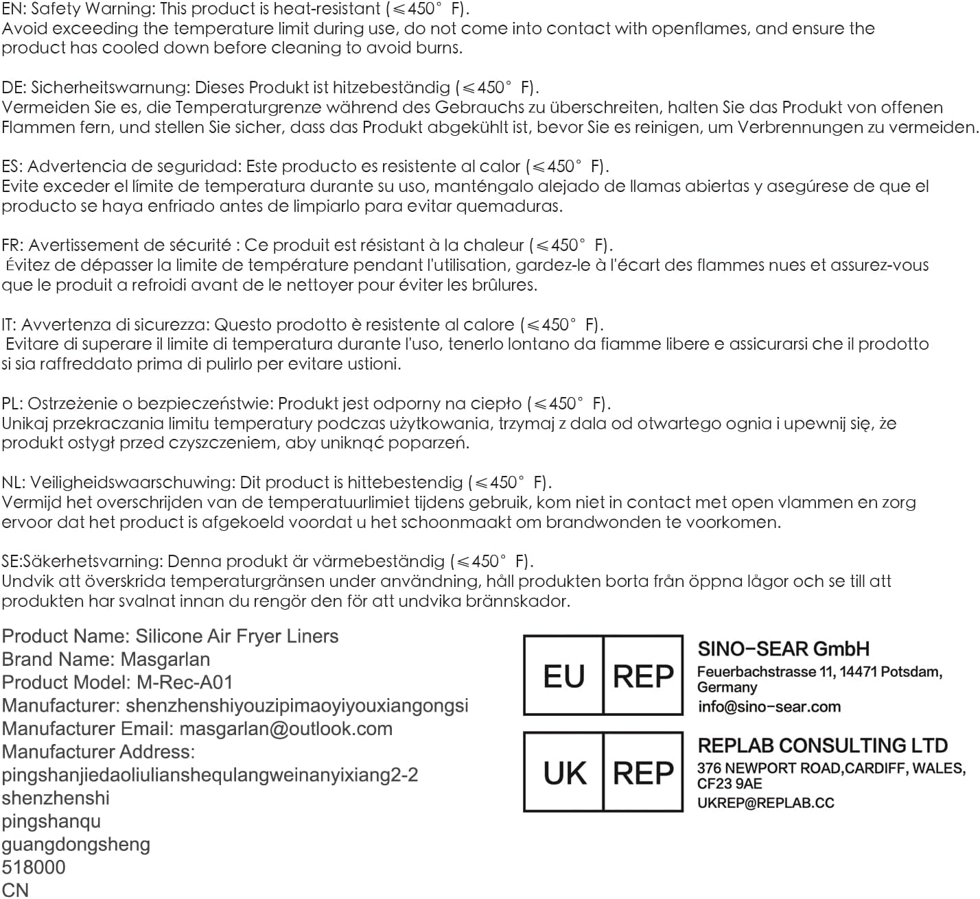 Moule silicone air fryer - compatible 7,6L à 9,5L - réutilisable - accessoires pour friteuse - AF300EU AF400EU AF200EU