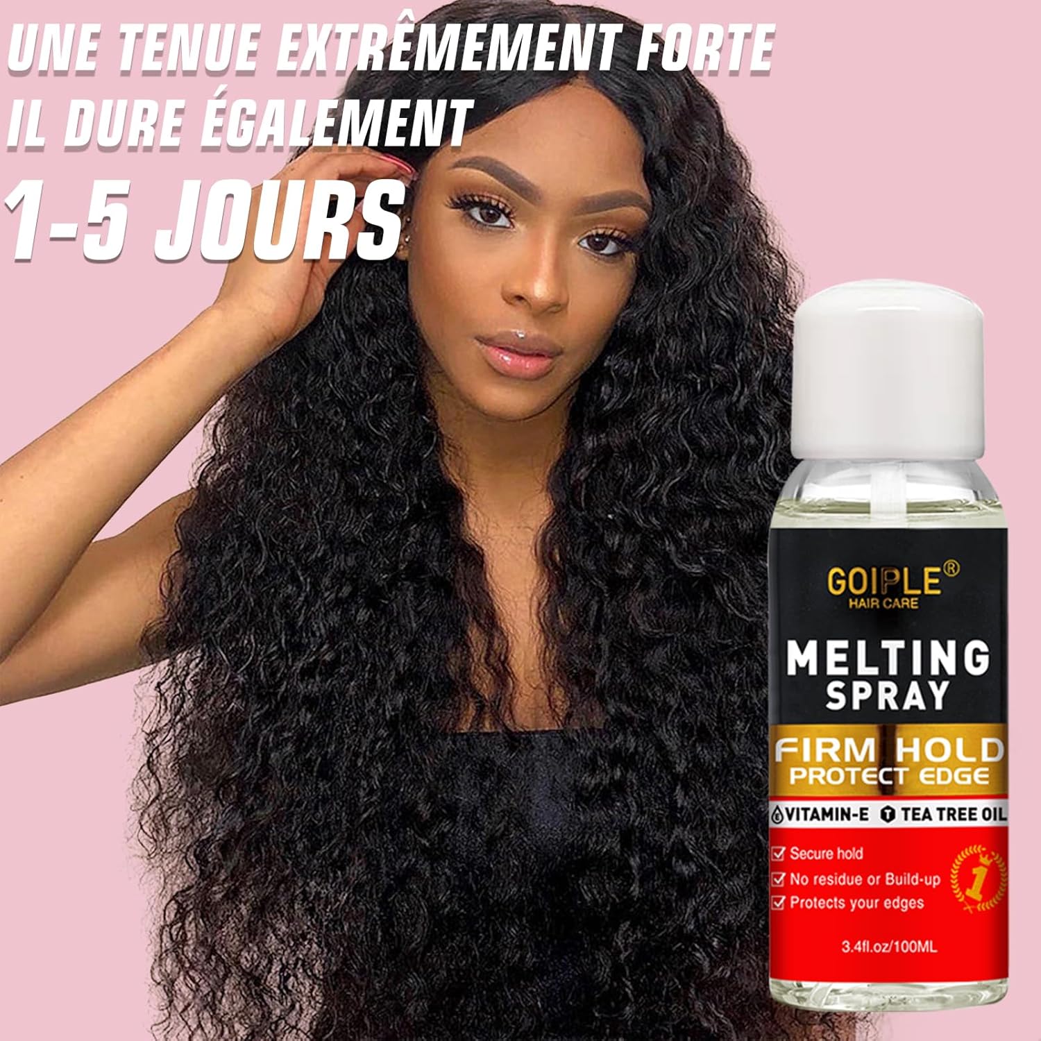 Spray adhésif perruque - finition naturelle, protection bords, tenue longue