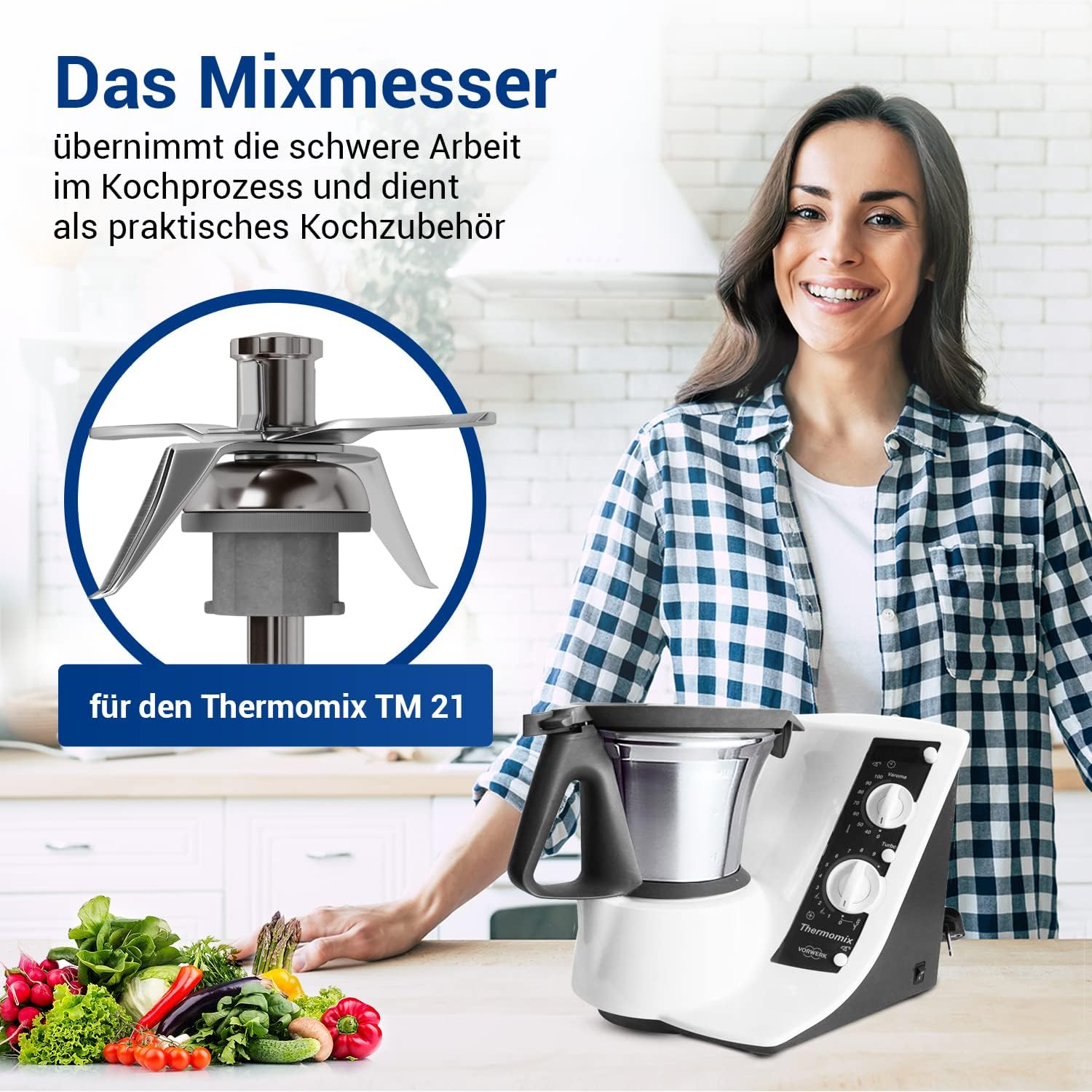 Vioks - couteau mélangeur inox SUS420, 4 lames, joint, TM21