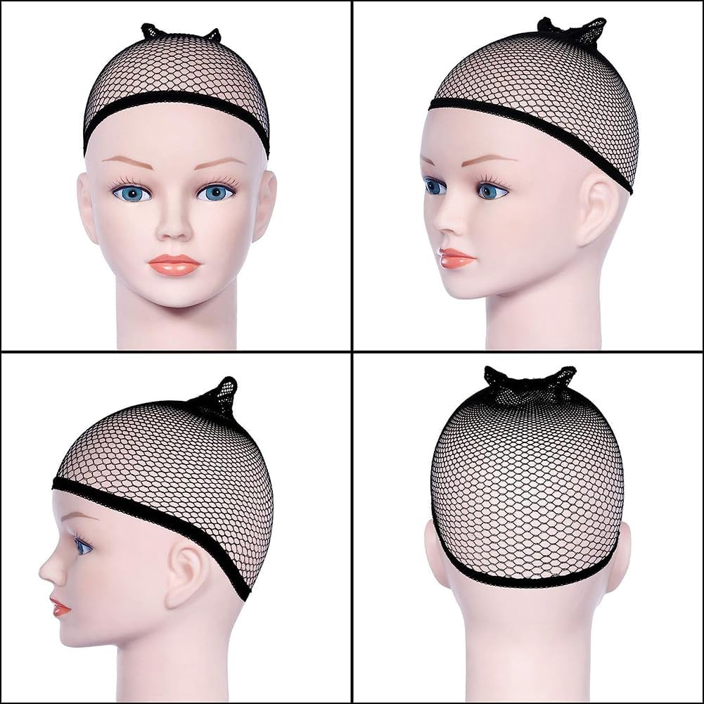 URAQT - bonnet filet à perruque unisexe, nude et noir, lot de 8 pièces