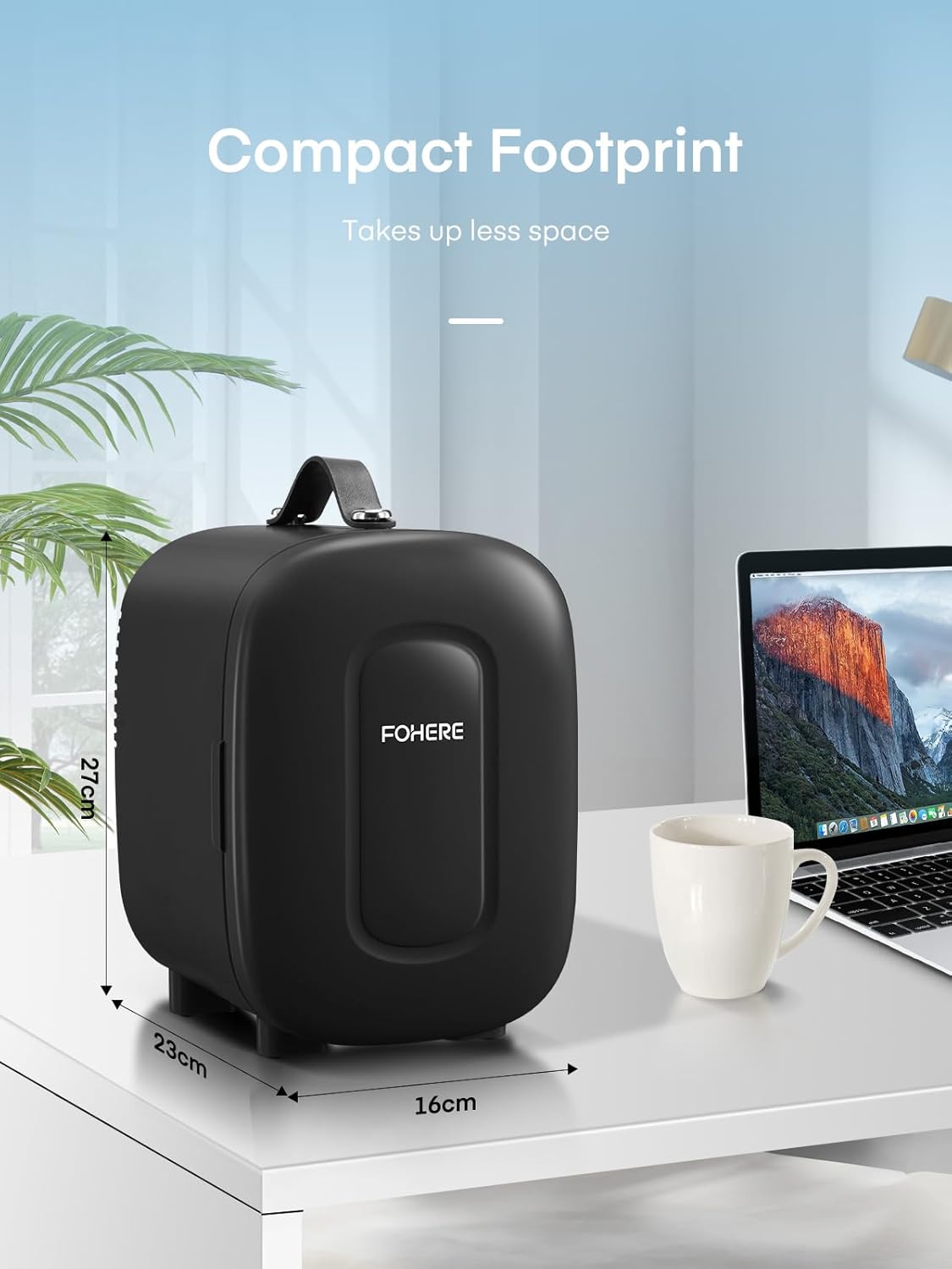 FOHERE - Mini Frigo 5L - compact 6 canettes, AC/DC, cosmétiques, bureau