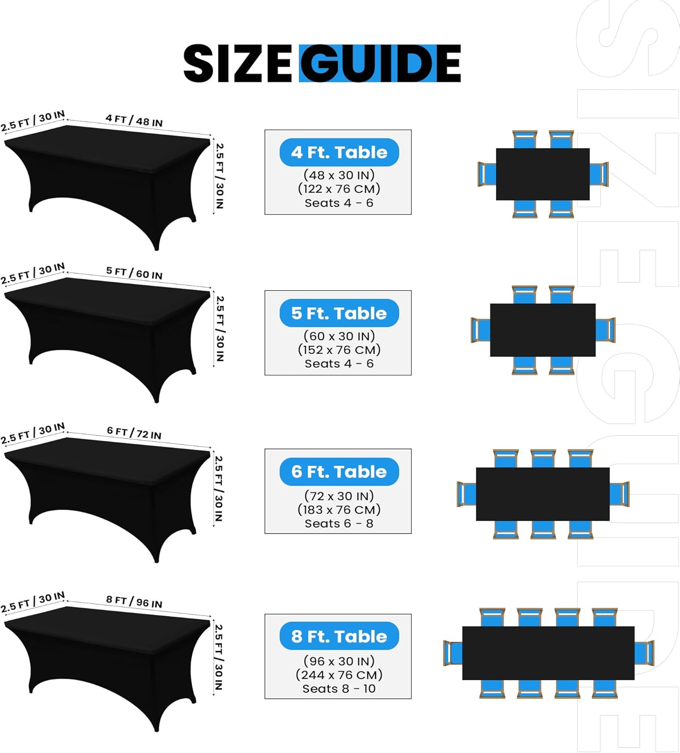 Utopia Kitchen - nappe extensible - 244 cm - polyester spandex, lavable, noir