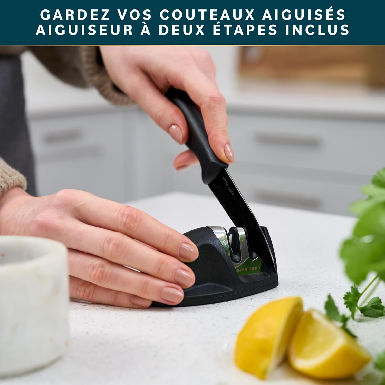 Home Hero - Ensemble couteaux 11pcs avec étui, acier inox, aiguiseur