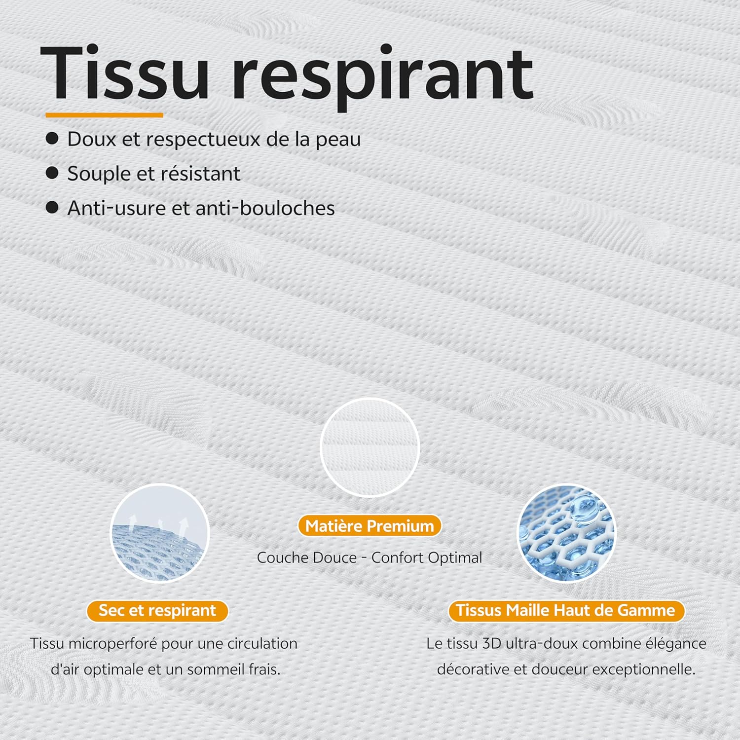 PurrJoys - Matelas Hybride - 90x200 cm - Ressorts H3/H4, mémoire de forme, 7 zones ergonomiques, 20 cm