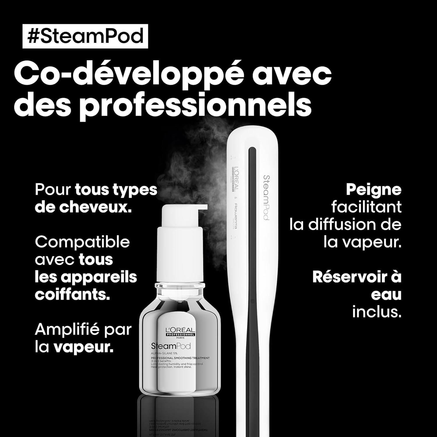 L'Oréal - Steampod 3 - lisseur vapeur 2-en-1, céramique, tous cheveux