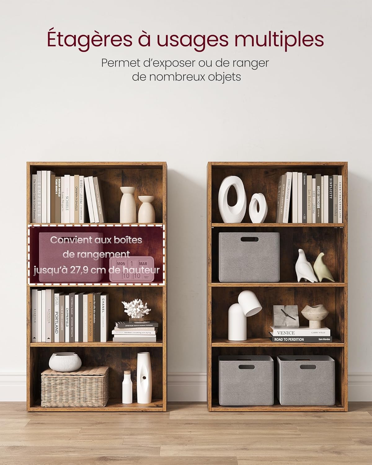 VASAGLE - étagère 4 niveaux - 24x60x107,7 cm - rangement ouvert - LBC164X01