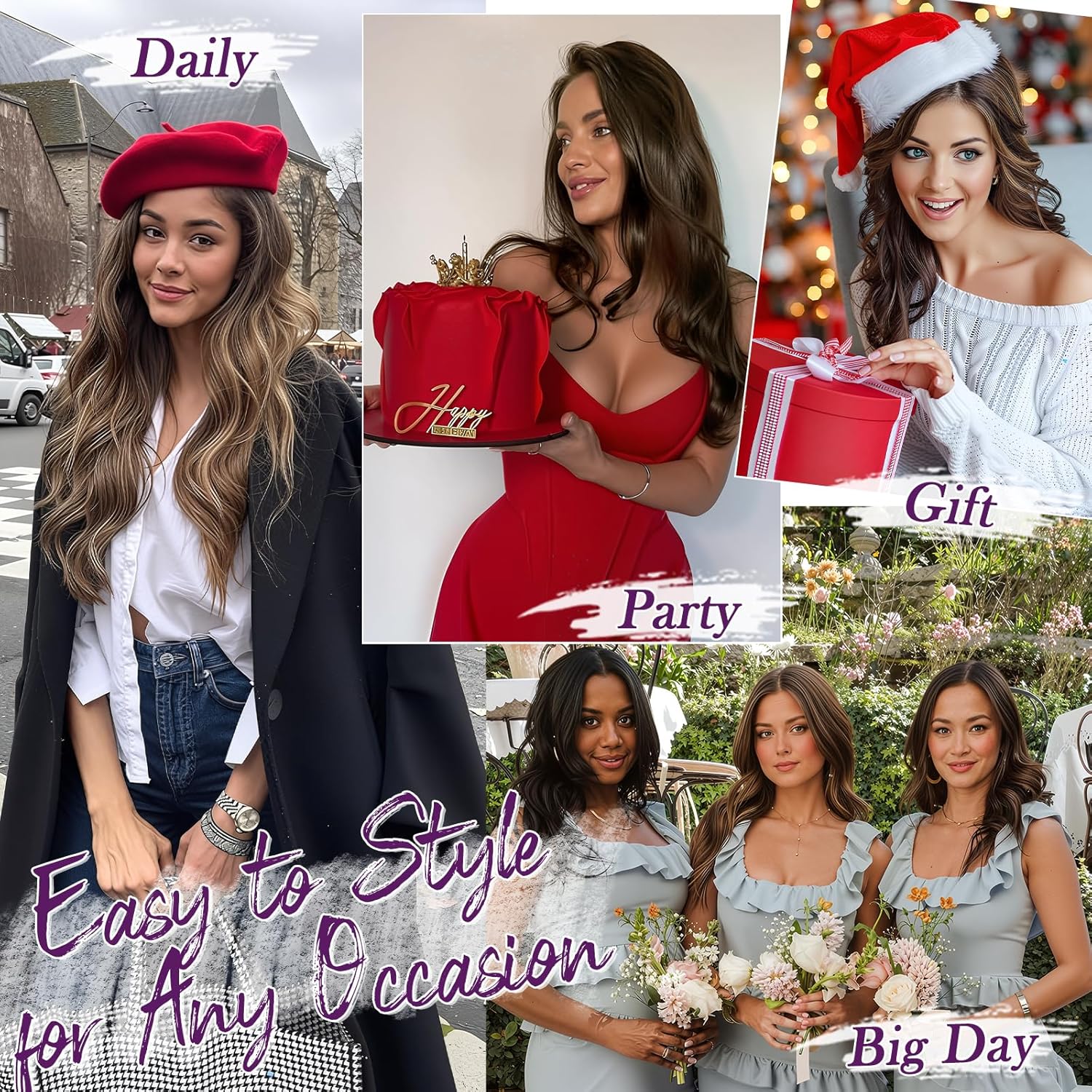 BARSDAR - Extension à clips longues, 50cm, ondulées, brun blond miel, 5PCS