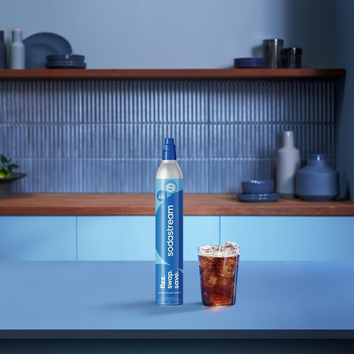 Sodastream - Lot de 2 bouteilles CO2 - 60L - compatible Spirit/Crystal/Genesis, système à visser