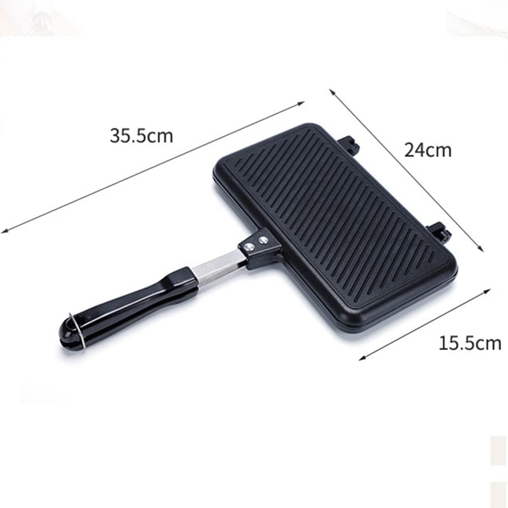 Appareil à croque monsieur antiadhérent, cuisson gaz, multifonction, cuisson crêpes, 30x15cm