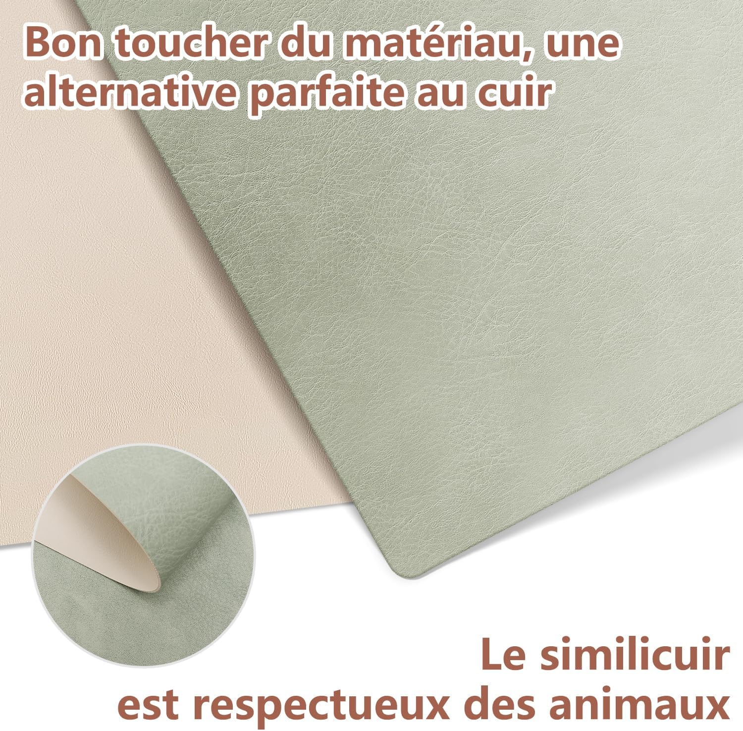 Set de table - cuir PU double face - 43x30cm - lavable, antidérapant, lot de 4