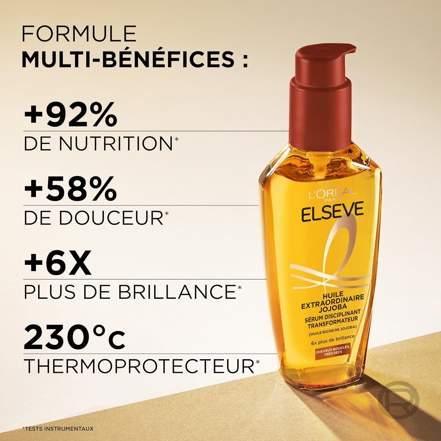 L'Oréal - Elseve Huile Extraordinaire - 100ml - sérum nourrissant jojoba pour cheveux bouclés très secs