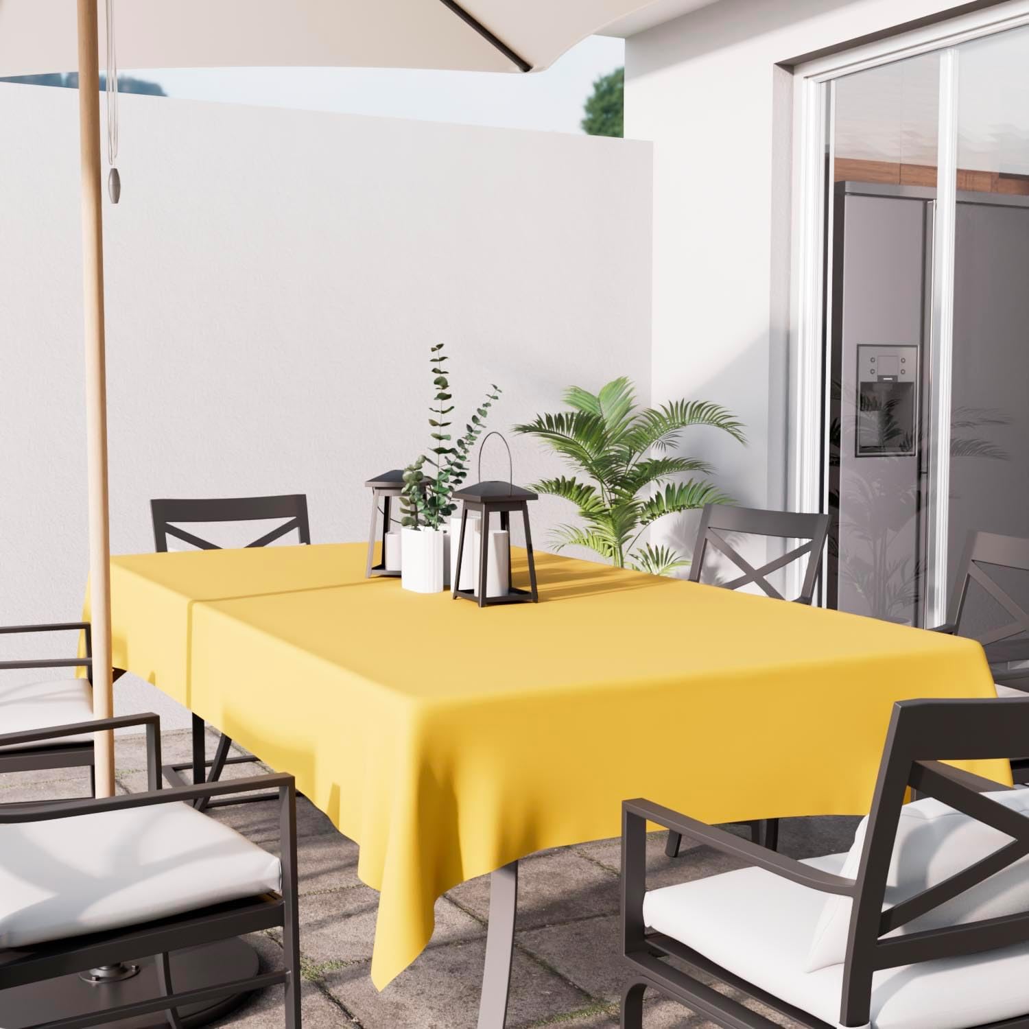 Soleil d'Ocre - Nappe Rectangle - 160x270 cm - Polyester anti-taches, jaune radieux