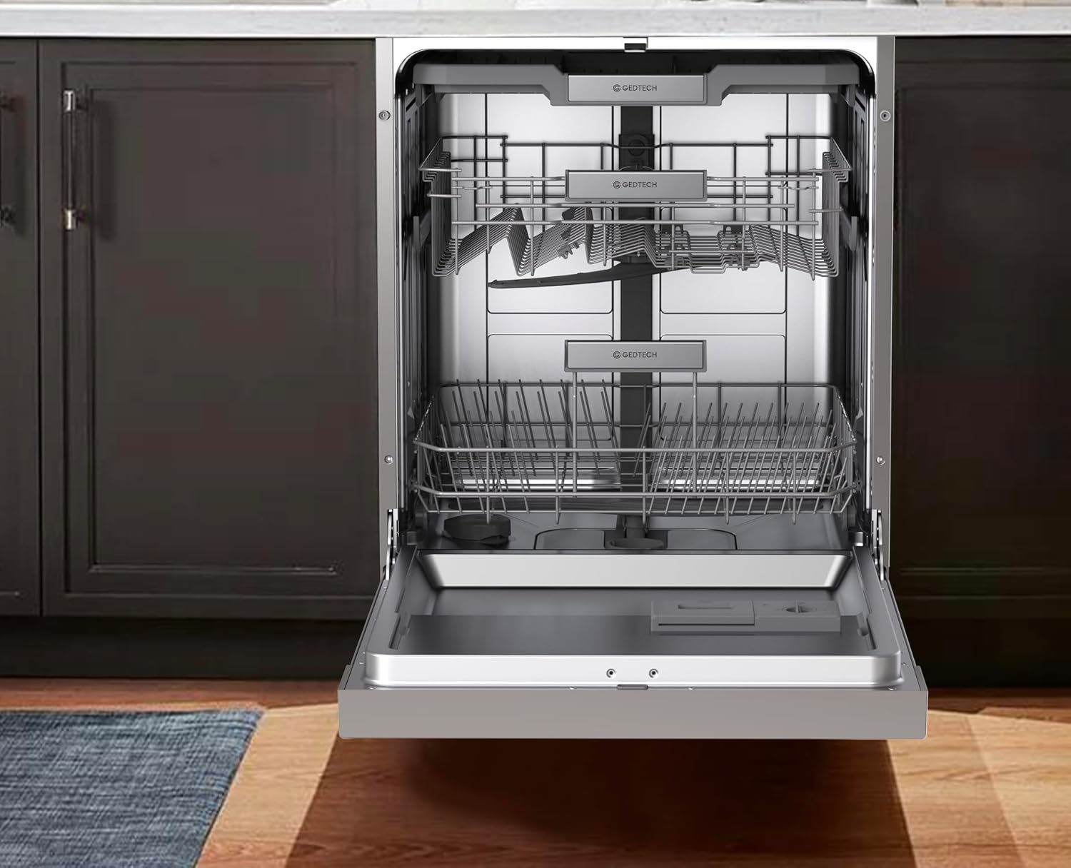 GEDTECH - Lave-vaisselle Série GLV - 15 couverts, inox, ultra silencieux, départ différé, classe C, GLV1542IX