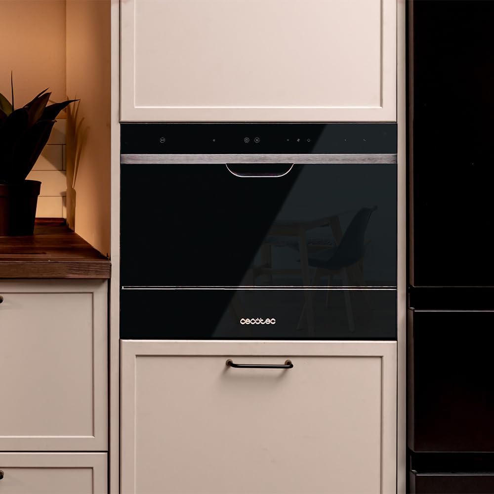 Cecotec - Bolero Aguazero 2500 S-BI - compact 6 couverts - 5 programmes, verre noir, départ différé, 1380W, 2500 S-BI