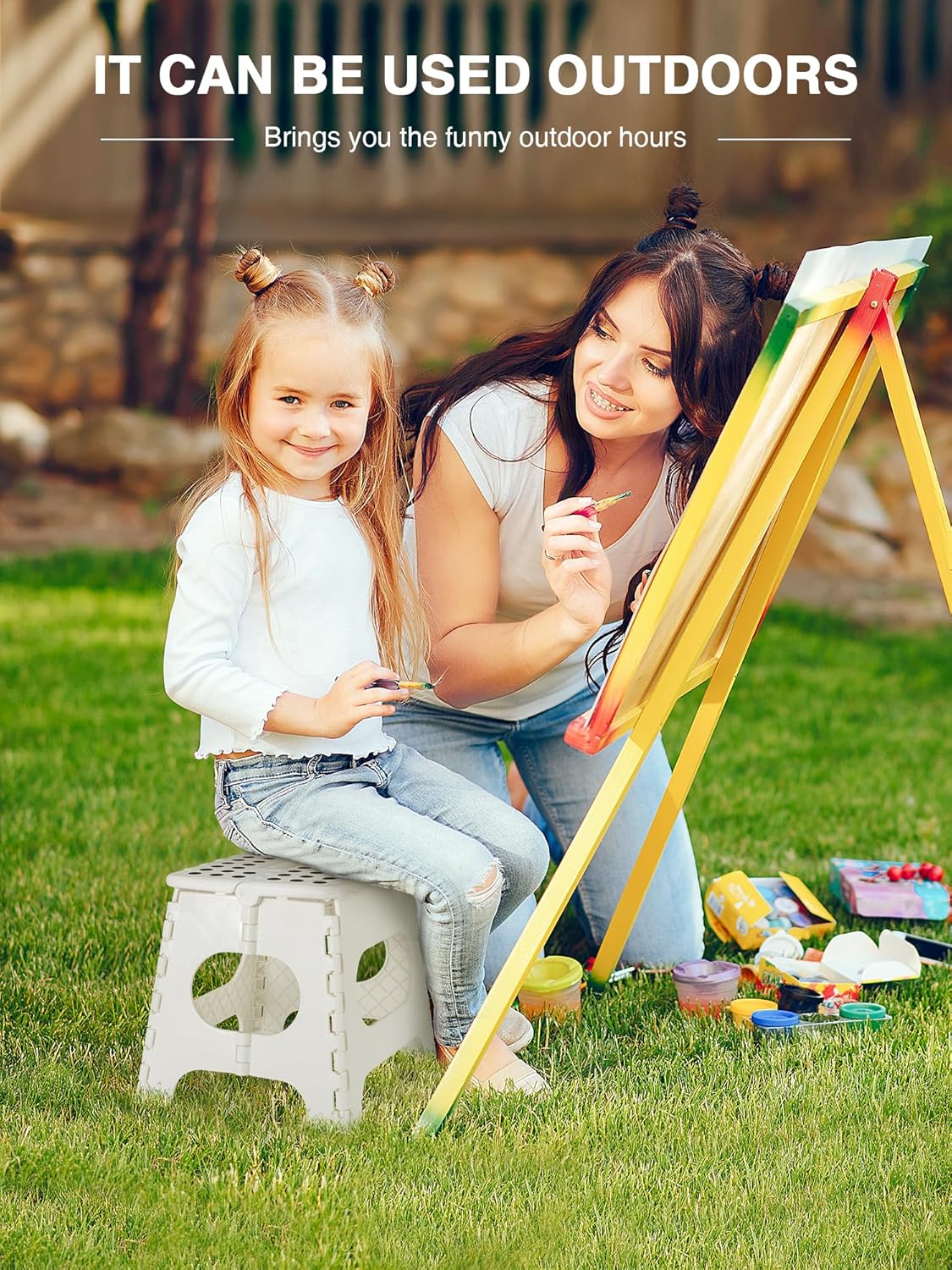 HOUSE DAY - Tabouret pliant 27 cm - 150kg, compact, blanc