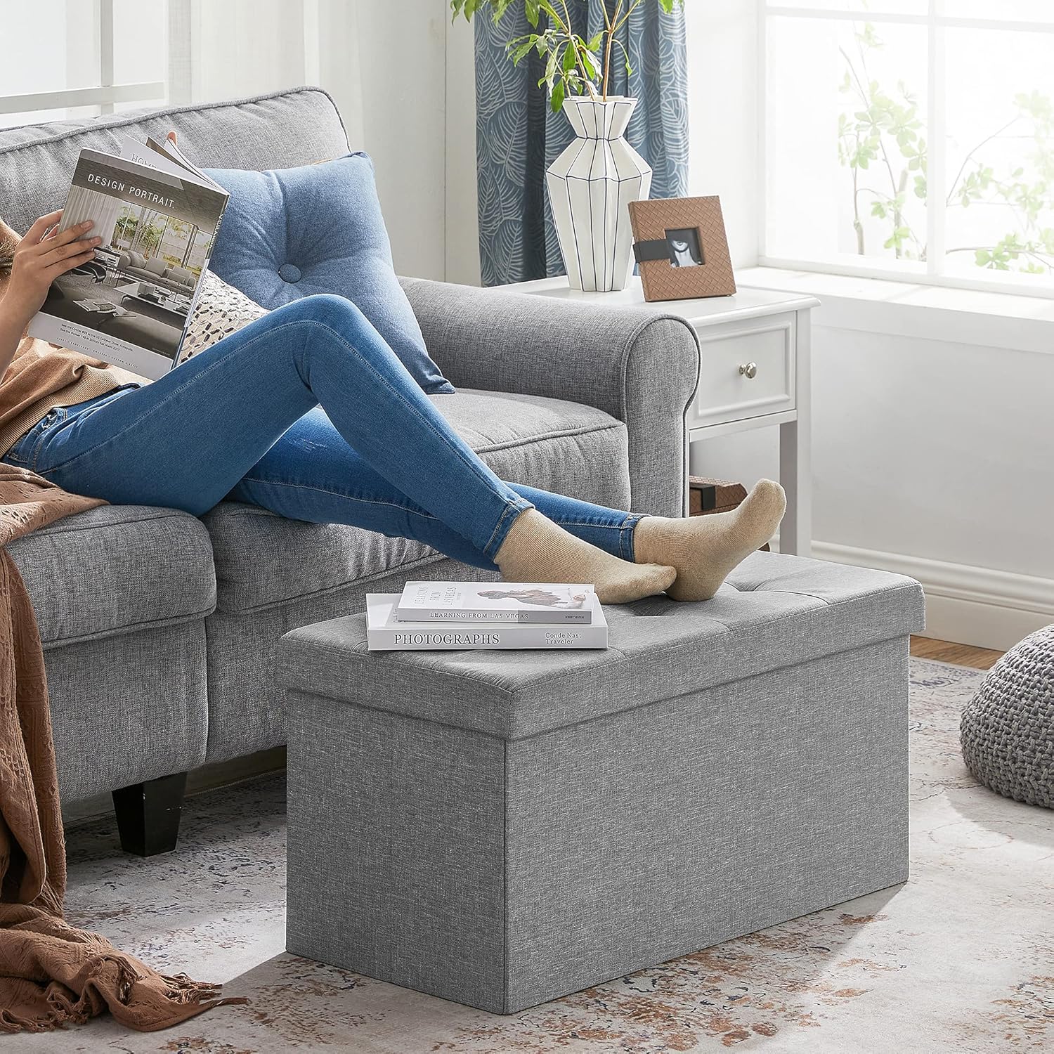 SONGMICS Mazie Collection - banc pliable 76 cm - rangement, montage facile, LSF47G