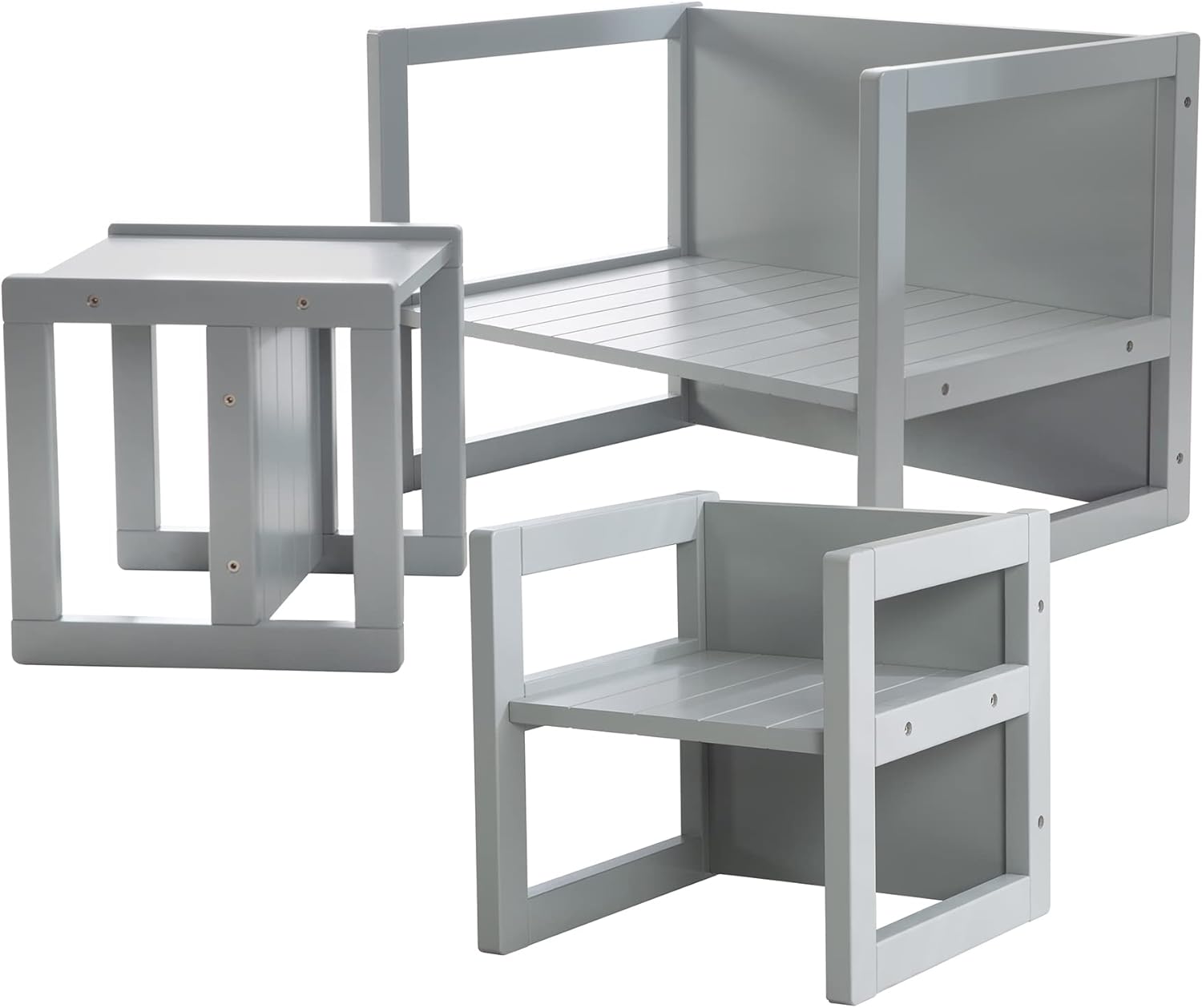 roba - Ensemble table et 2 chaises enfant - 3 hauteurs - style campagne, gris