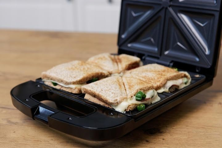 Croque-monsieur électrique XXL - 4 sandwichs - 1400 W - noir