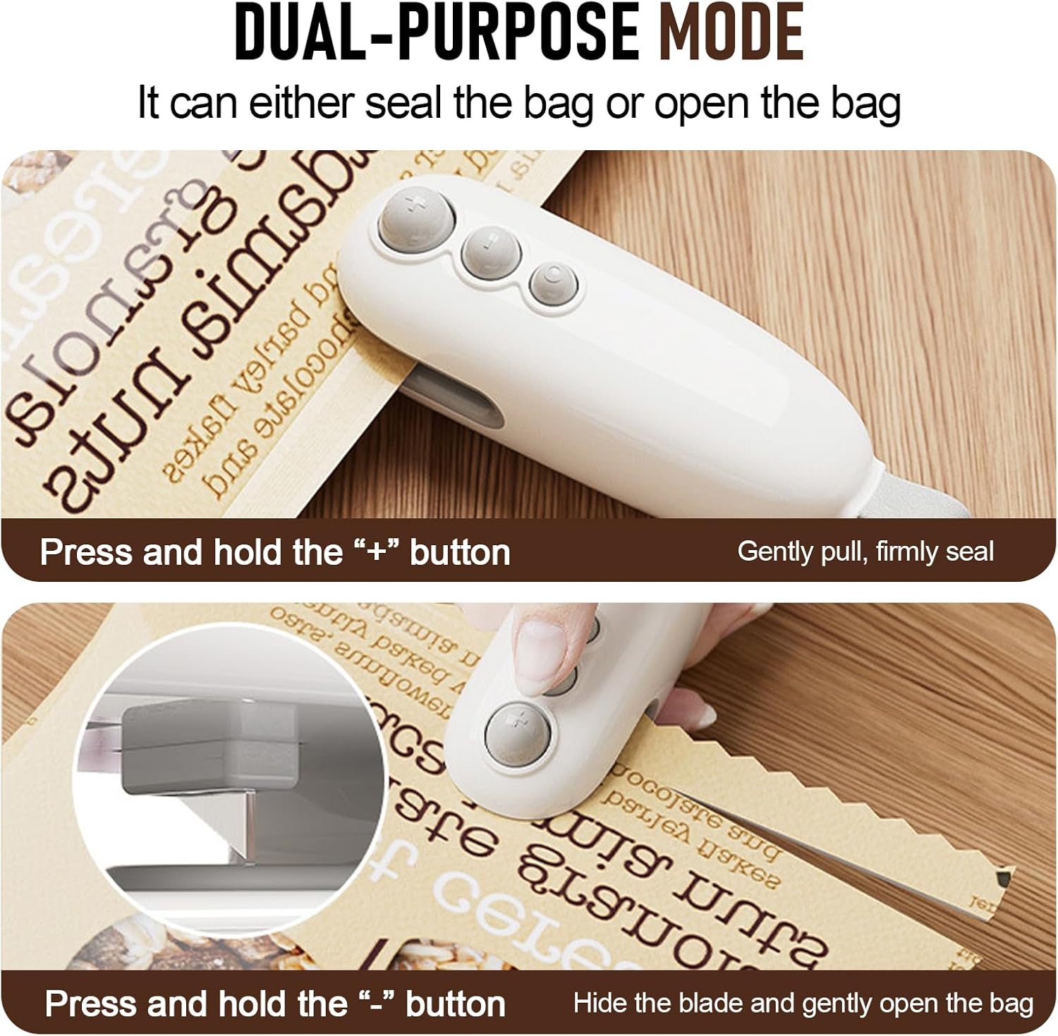 Mini scelleur portable rechargeable USB 2 en 1, compact et thermoscellant