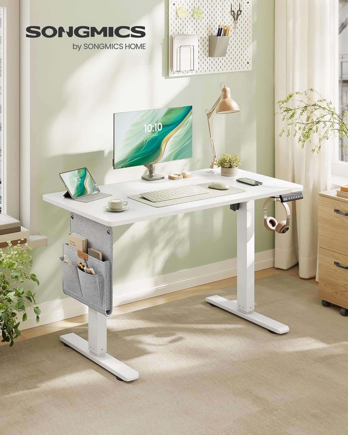 SONGMICS - bureau électrique - 100x60cm - réglable, mémoire, blanc - LSD130WZ01