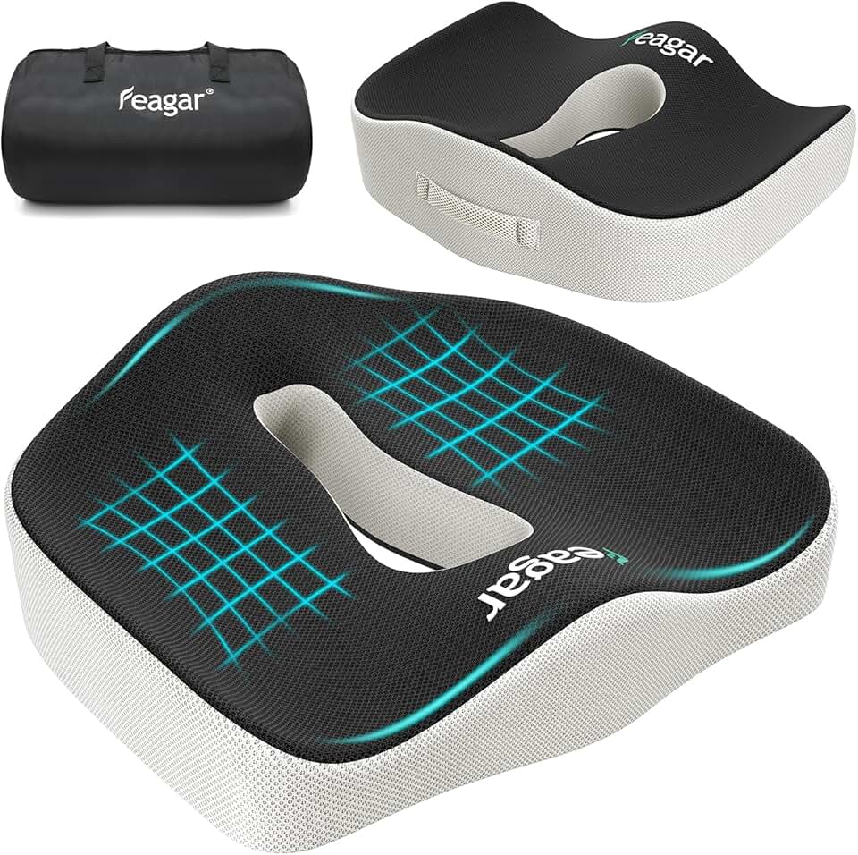 Feagar - coussin de chaise mémoire - orthopédique, siège auto, bureau, fauteuil - 45x35cm