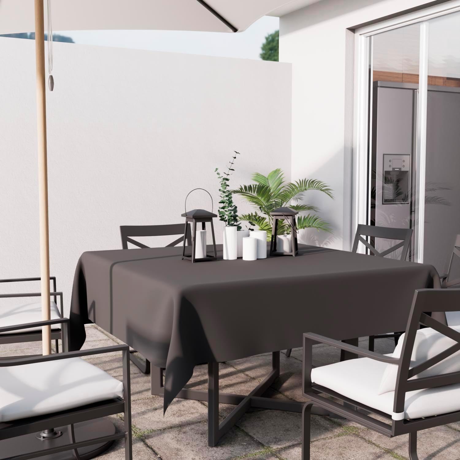 Soleil d'Ocre - Nappe carrée anthracite 140x140cm polyester anti-tâches