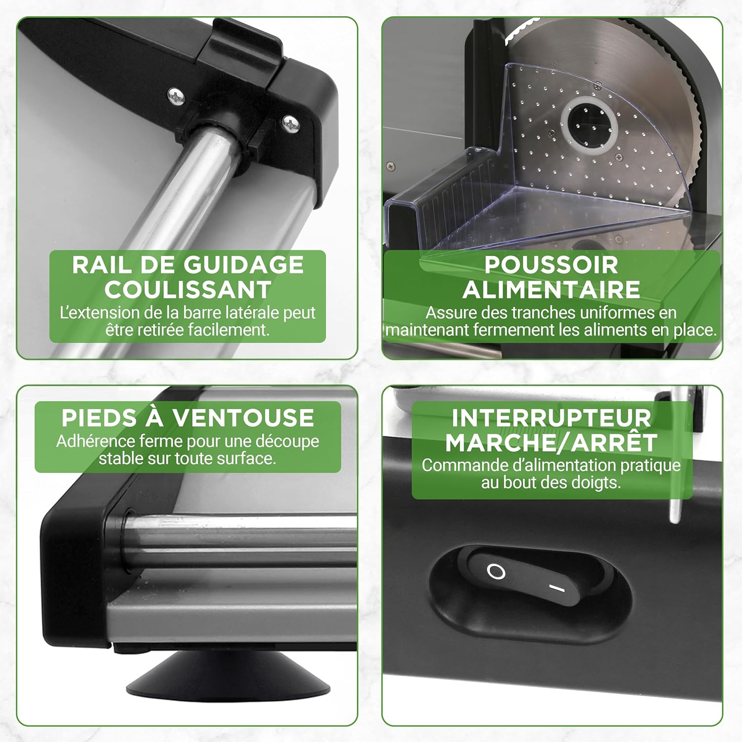 NutriChef - trancheuse électrique 200W, lame 19cm, épaisseur réglable