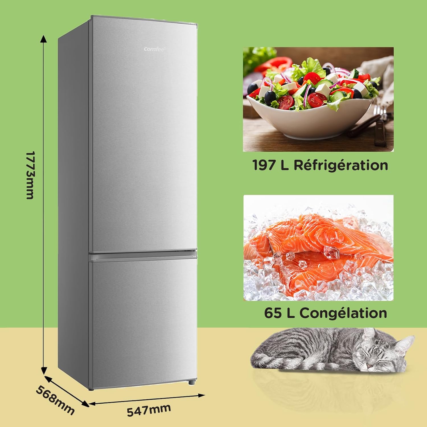 Comfee' - Combi Série - 177,3cm - 262L Low Frost, LED, Inox, RCB359IX2