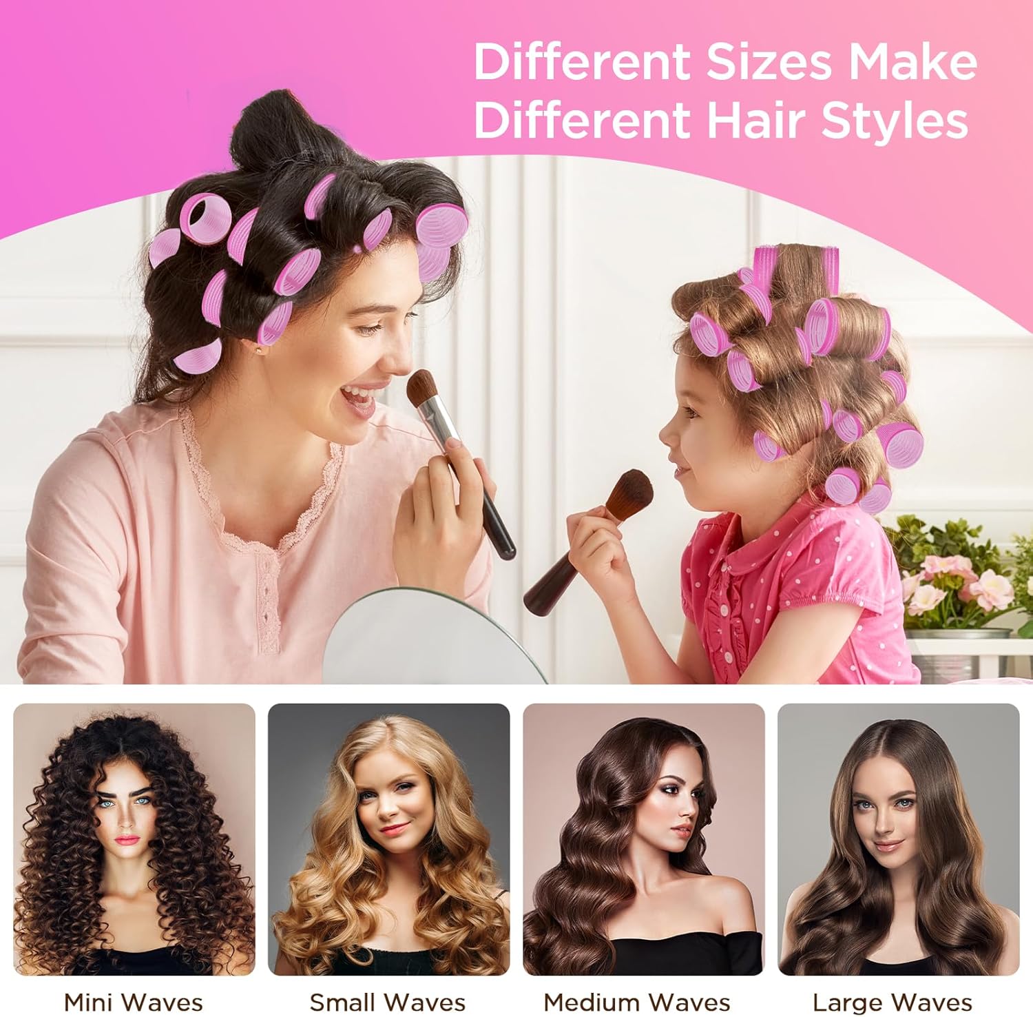 Romon - Set de bigoudis chauffants 3 tailles avec pinces et peigne
