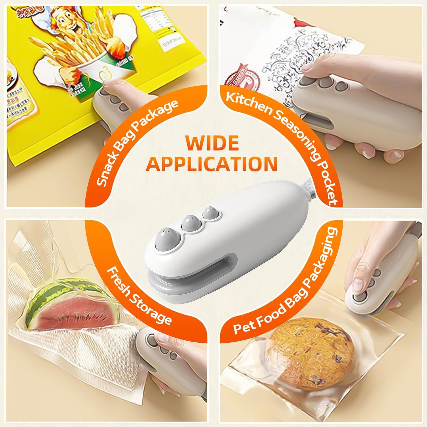 Scelleuse portable 2-en-1, compacte, rechargeable, coupe et scelle