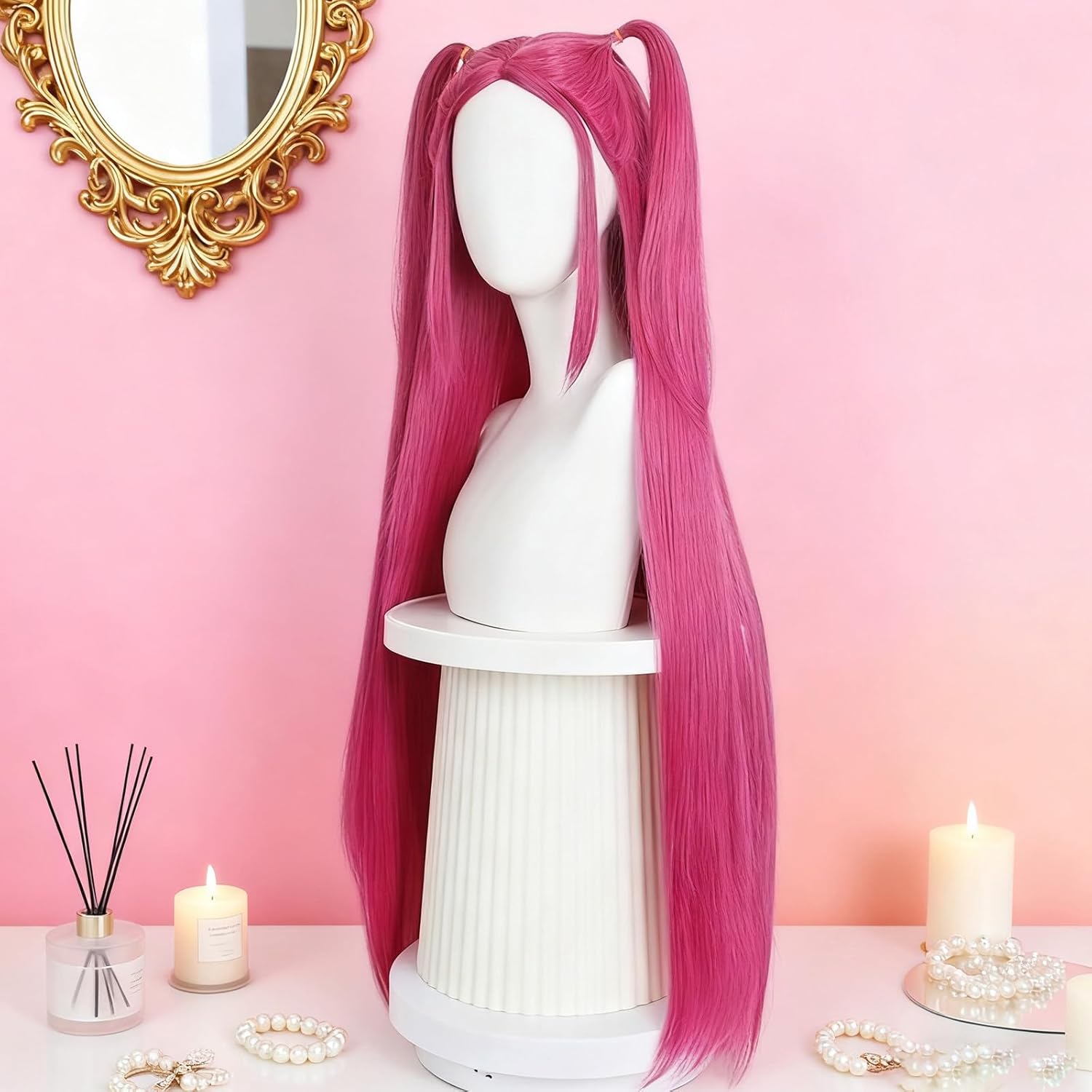 Perruque - cheveux longs droits, style K-Pop, idéale Halloween, B