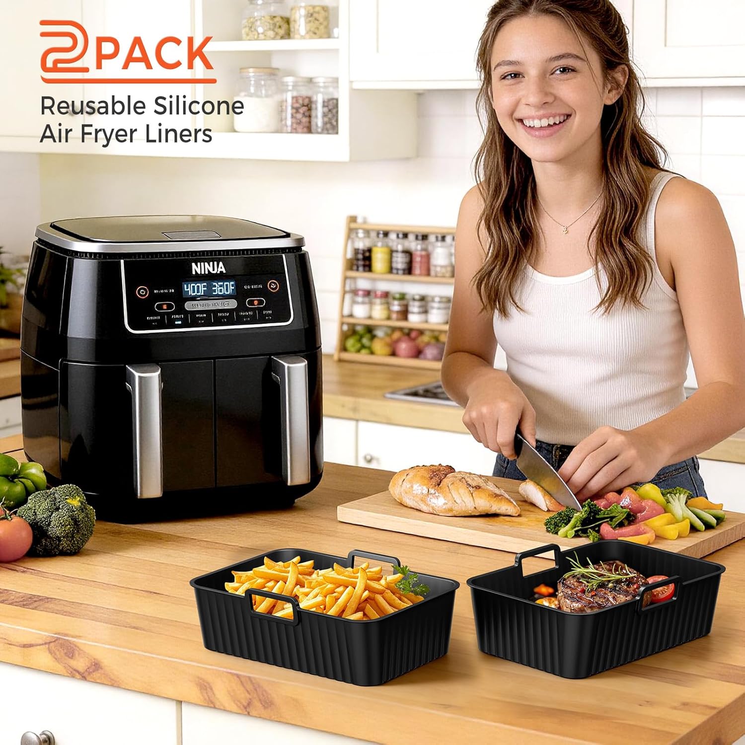 Diboniur - Accessoires friteuse silicone - 7,6L-9,5L - Lot de 2, réutilisable, lave-vaisselle