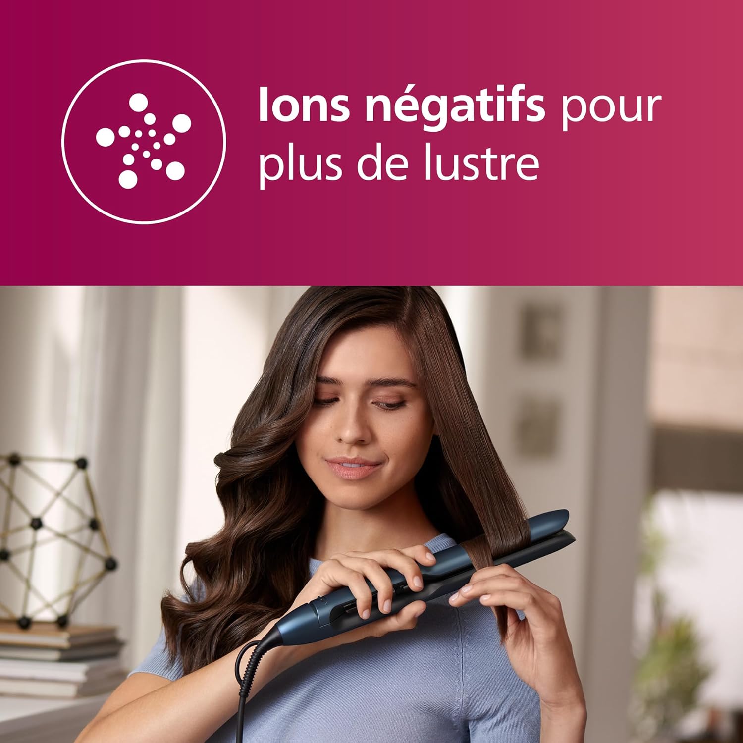 Philips - Lisseur 7000 Series - plaques céramique, ionique, ThermoShield, bleu canard - BHS732/00