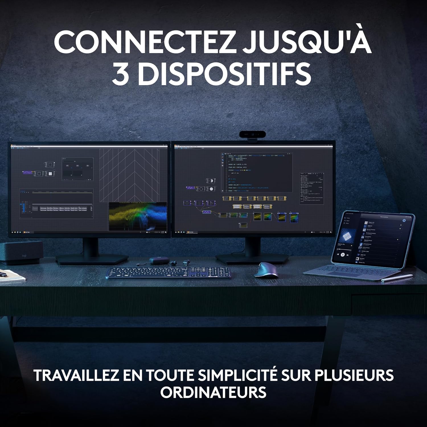Logitech - MX Keys S - clavier AZERTY, rétroéclairé, USB-C, Bluetooth