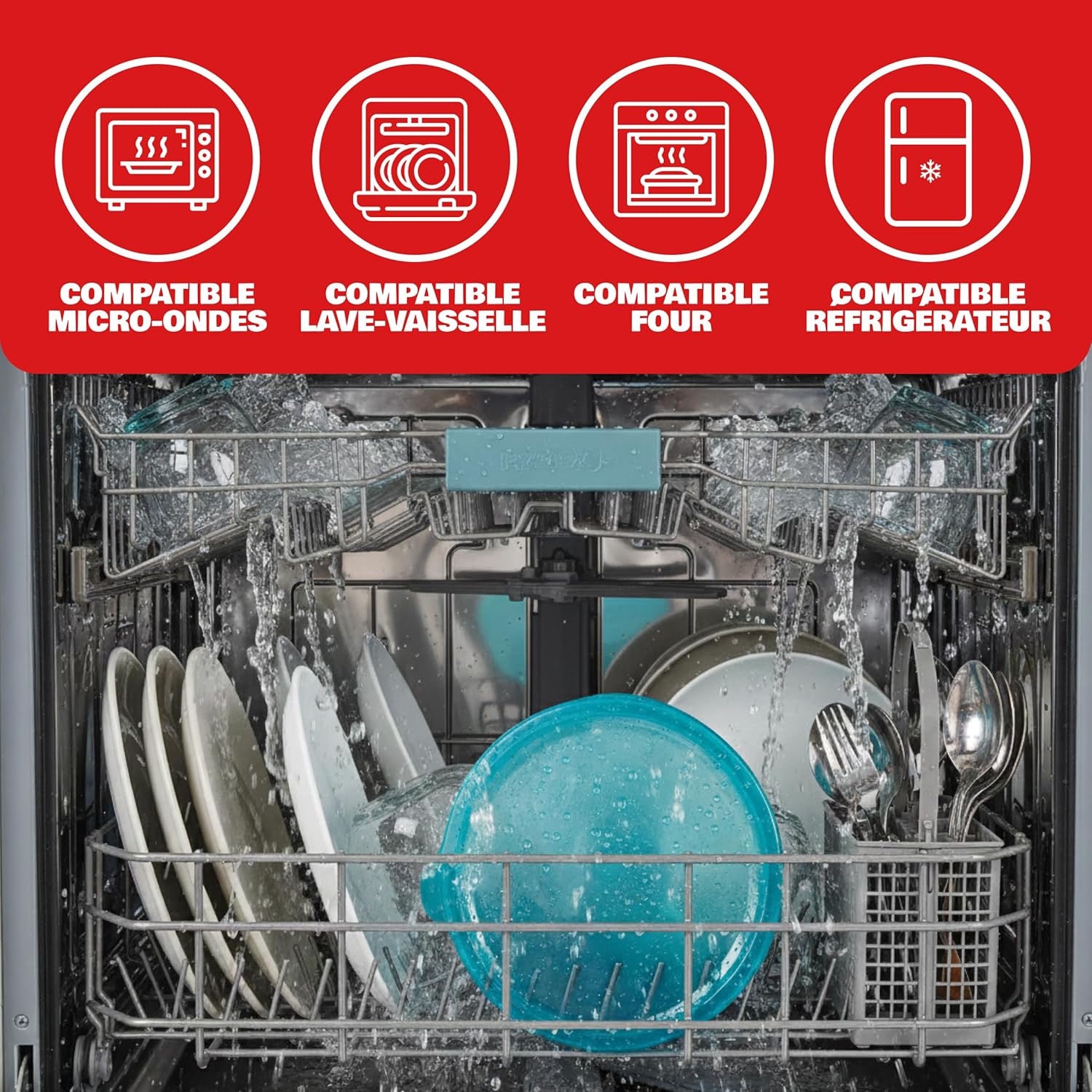 Pyrex - saladier gigognable 1.1L - verre borosilicate, couvercle