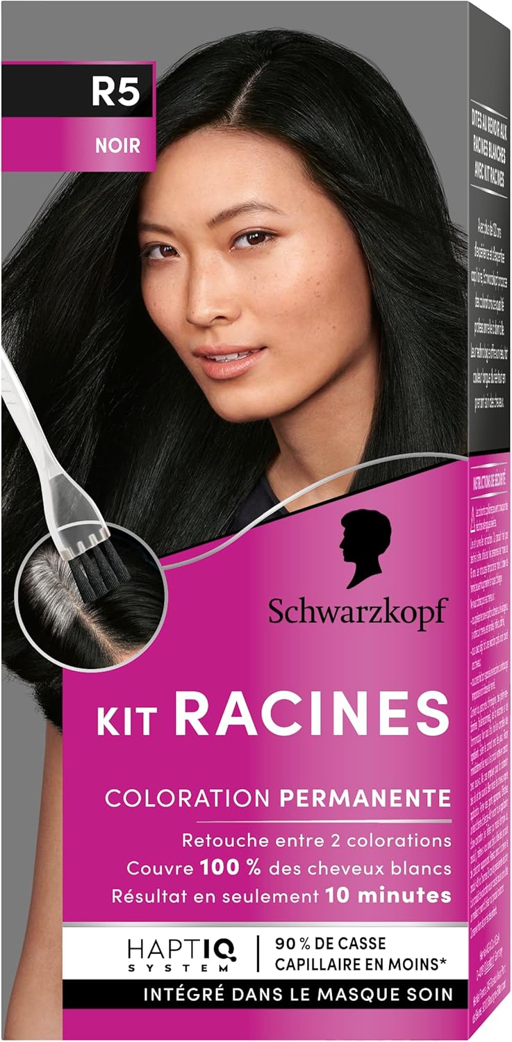 Schwarzkopf - Kit Racines coloration permanente - huile nourrissante, retouche racines, couvre cheveux blancs - Noir - R
