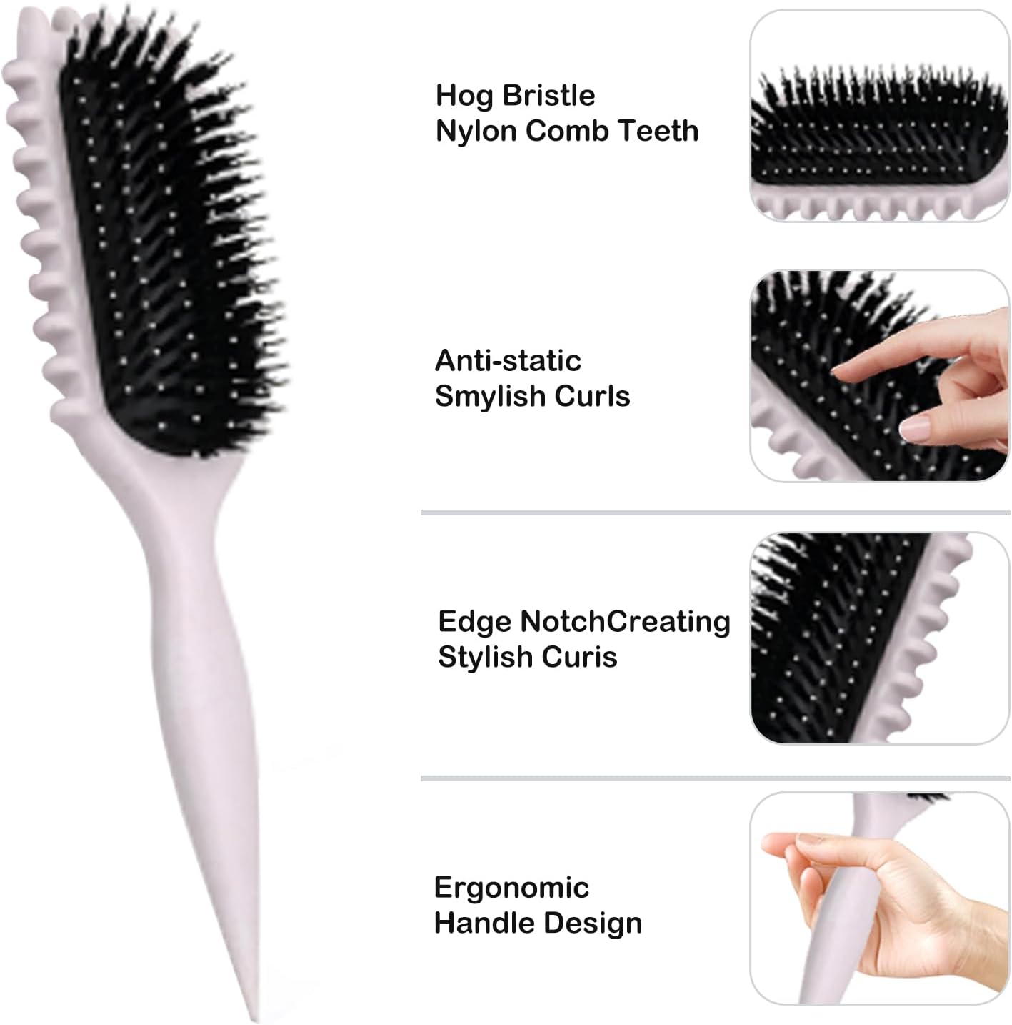 Brosse à boucler - 28cm - Fixation et modelage des boucles, anti-frisottis
