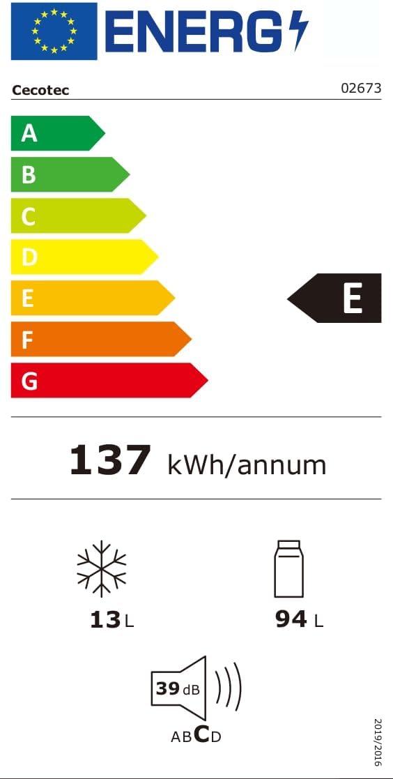 Cecotec - Mini réfrigérateur compact 107L, porte réversible, silencieux, TT 107