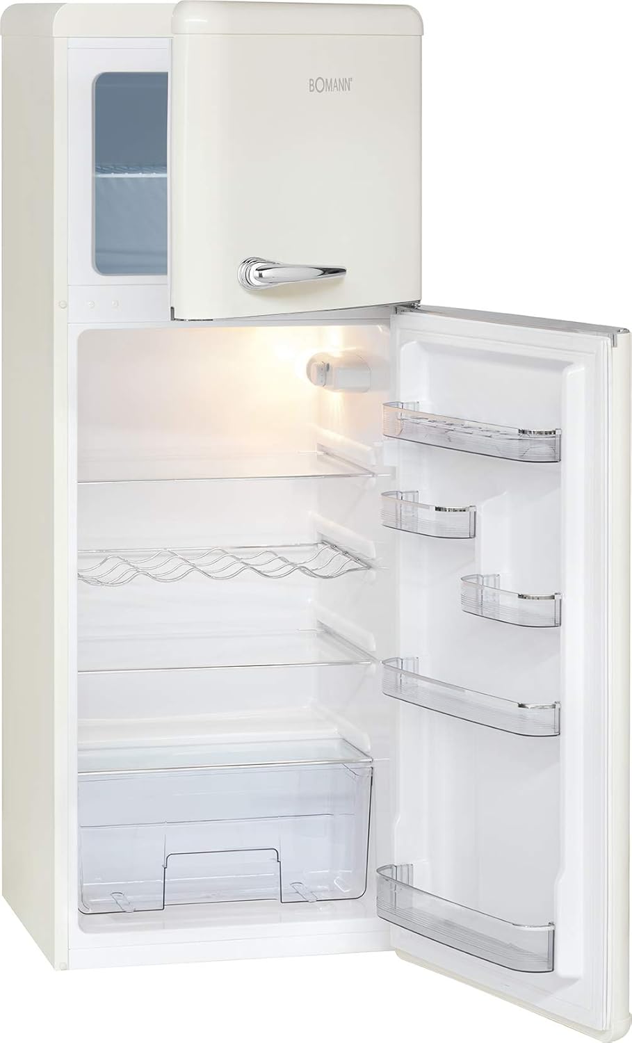 Bomann - DTR 353.1 série rétro - 208L double porte, poignées chromées