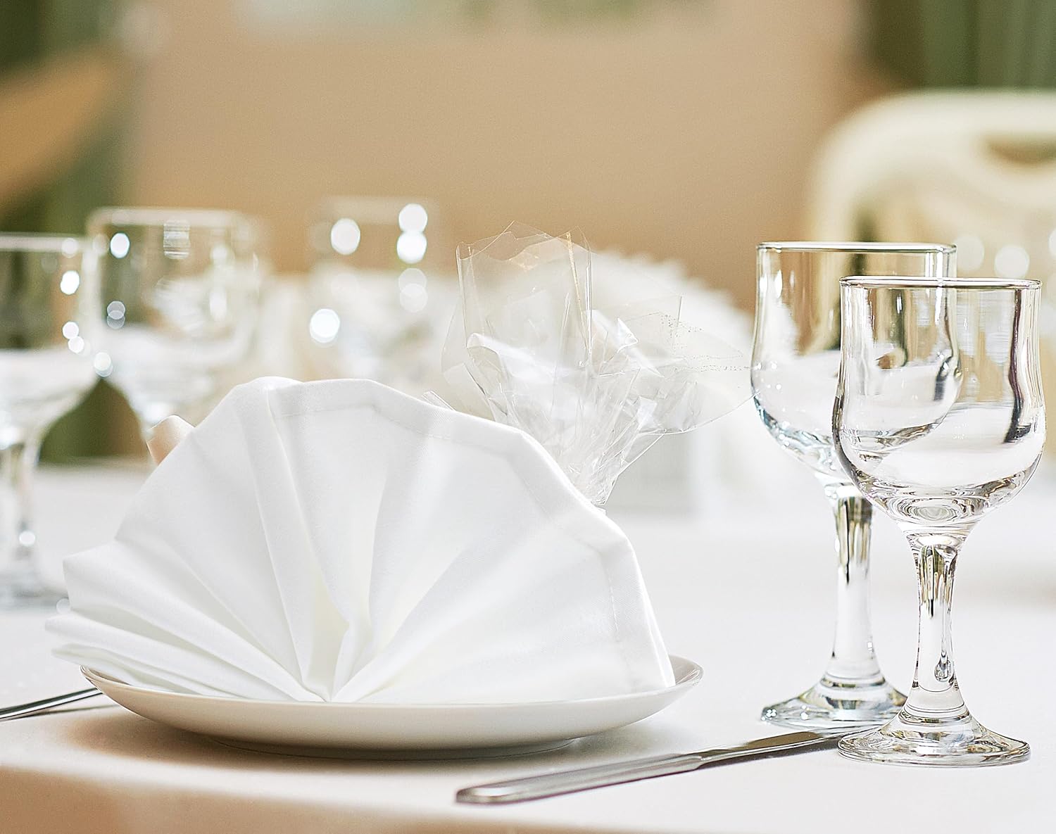 KICHLY - serviettes tissu lot 24, 43x43 cm, polyester blanc doux, réutilisables