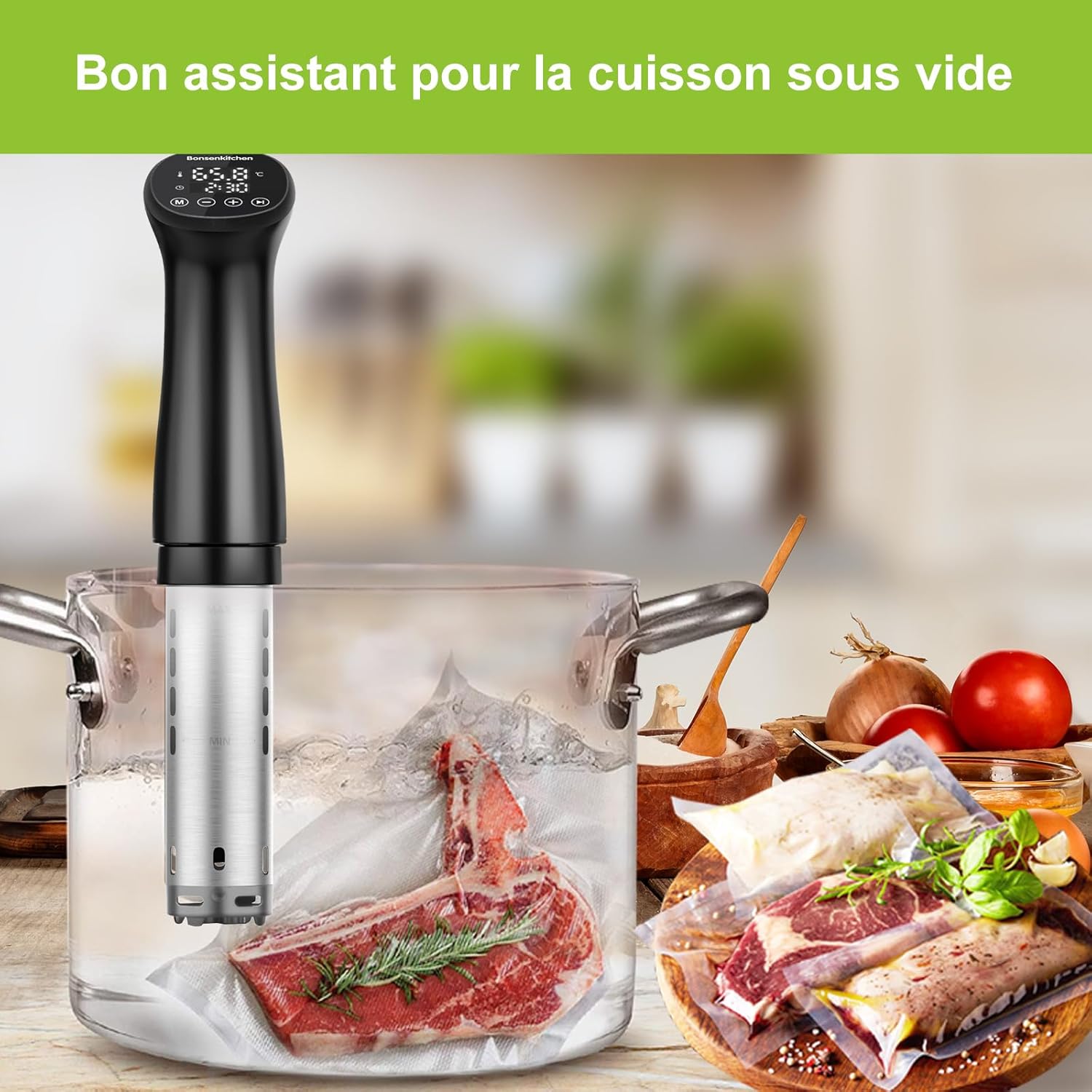 Bonsenkitchen - sacs sous vide 2 rouleaux 30x600cm, sans BPA, VB3216