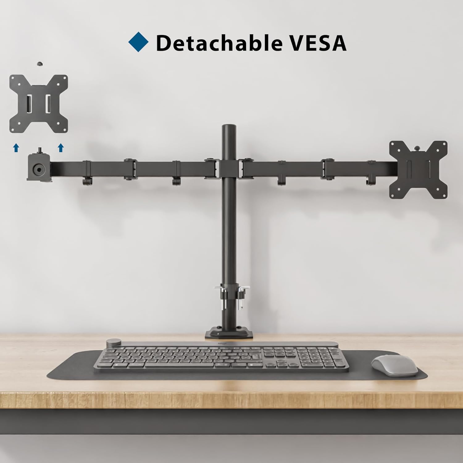 BONTEC - double support écran PC - 13-27 pouces - hauteur réglable, inclinaison, pivot, VESA