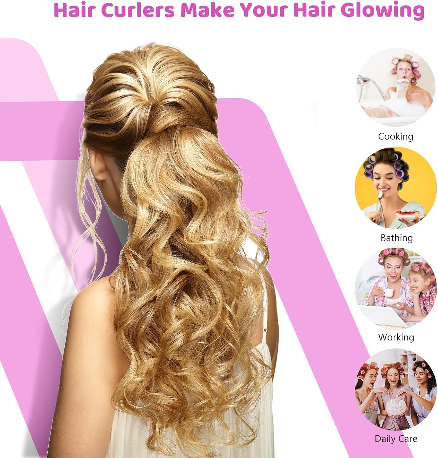 Romon - Set bigoudis cheveux 31 pièces, 3 tailles, avec pinces