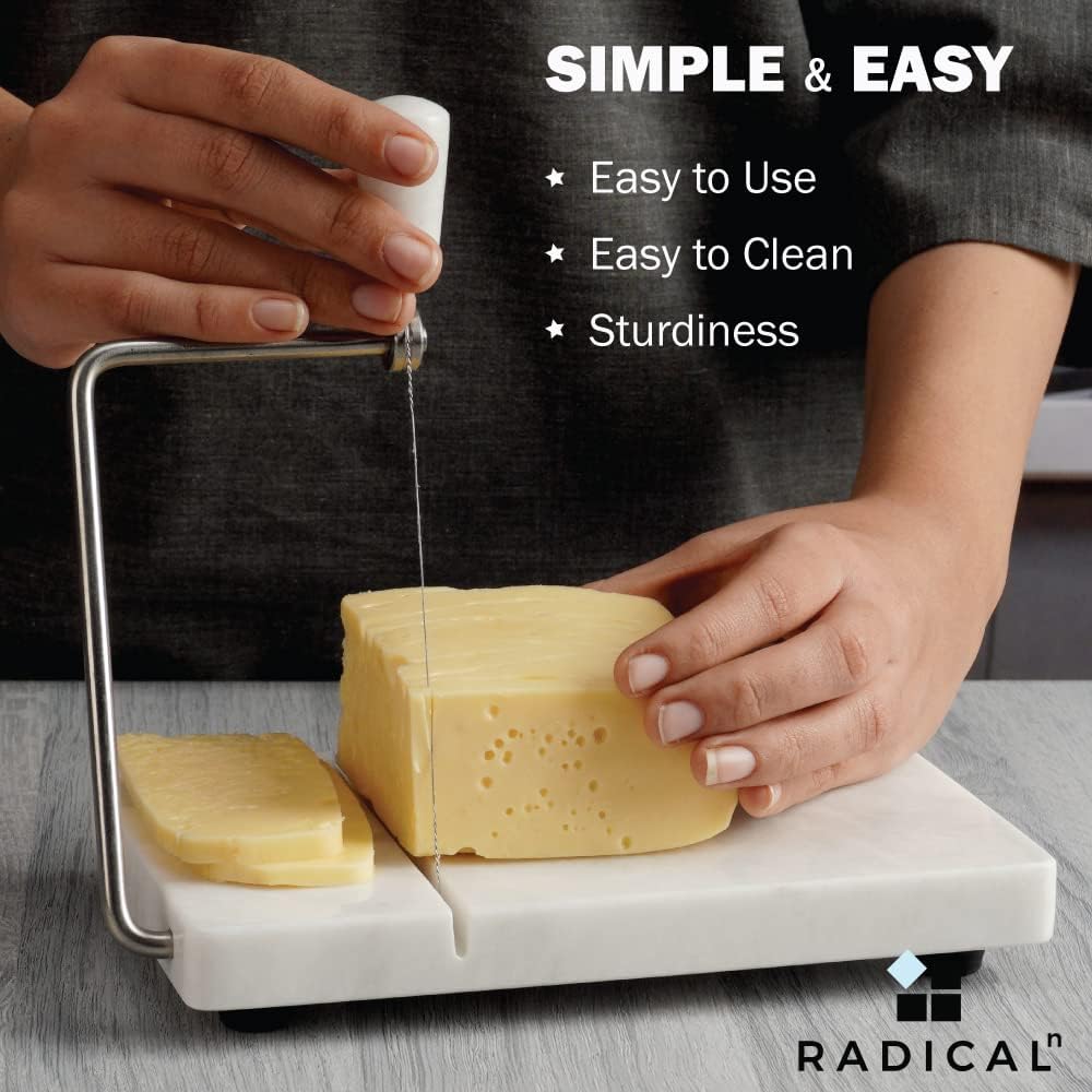 Radicaln - trancheuse à fromage marbre blanc, 20,3x12,7cm, 4 fils