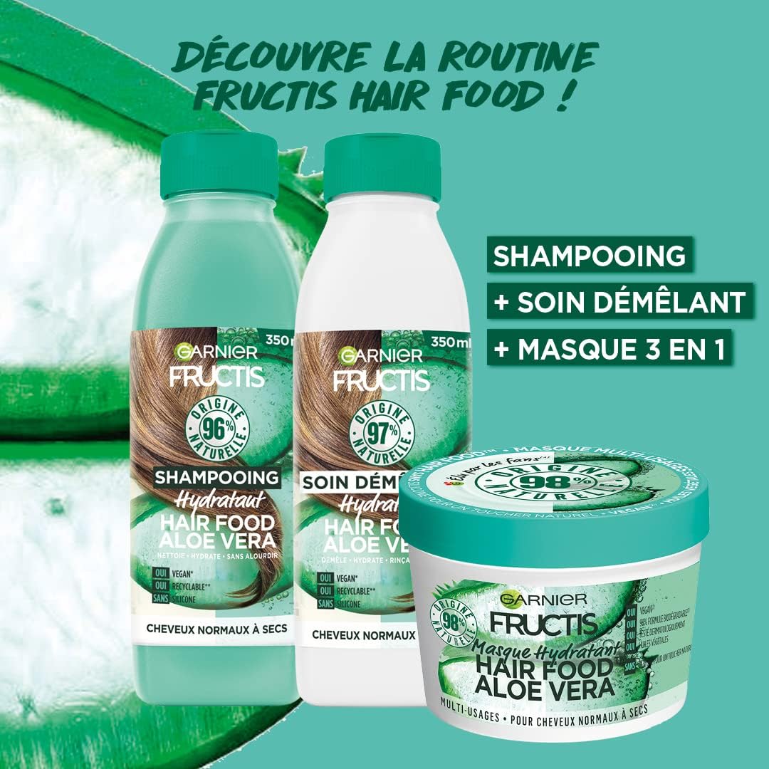 Garnier - Fructis Hair Food - 350ml - soin démêlant hydratant aloe vera, lot de 6