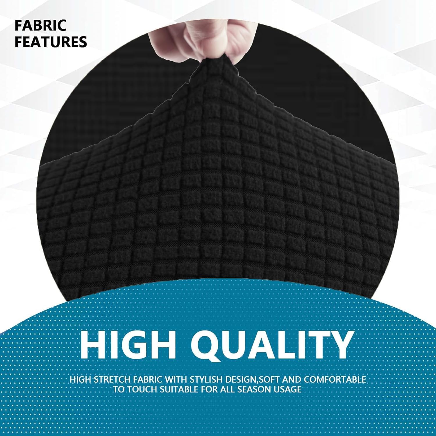 Housse canapé 2 places extensible, lavable, antidérapante, noire